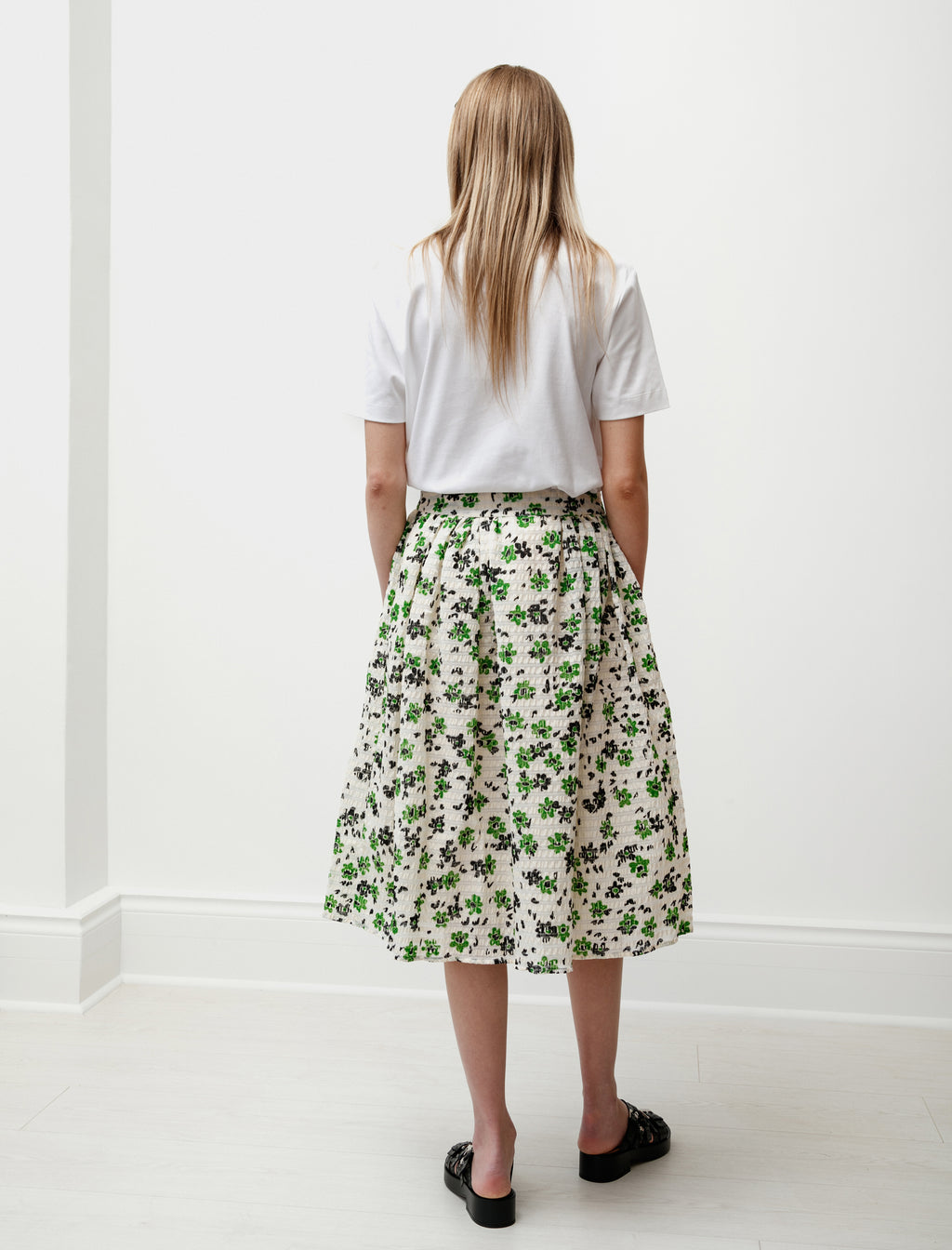 Shrimps Wade Gathered Skirt Green/Cream – Neighbour