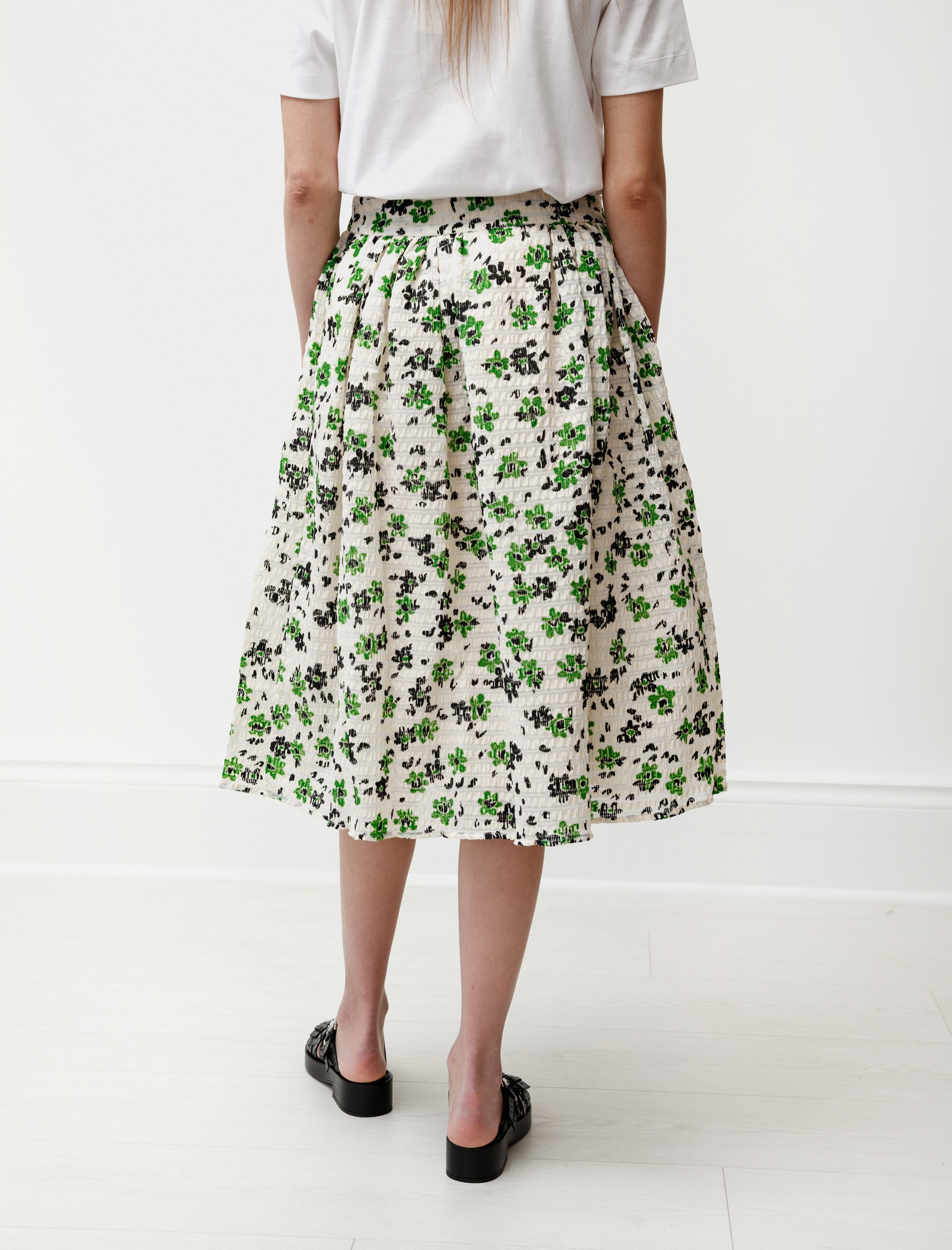 Shrimps Wade Gathered Skirt Green/Cream