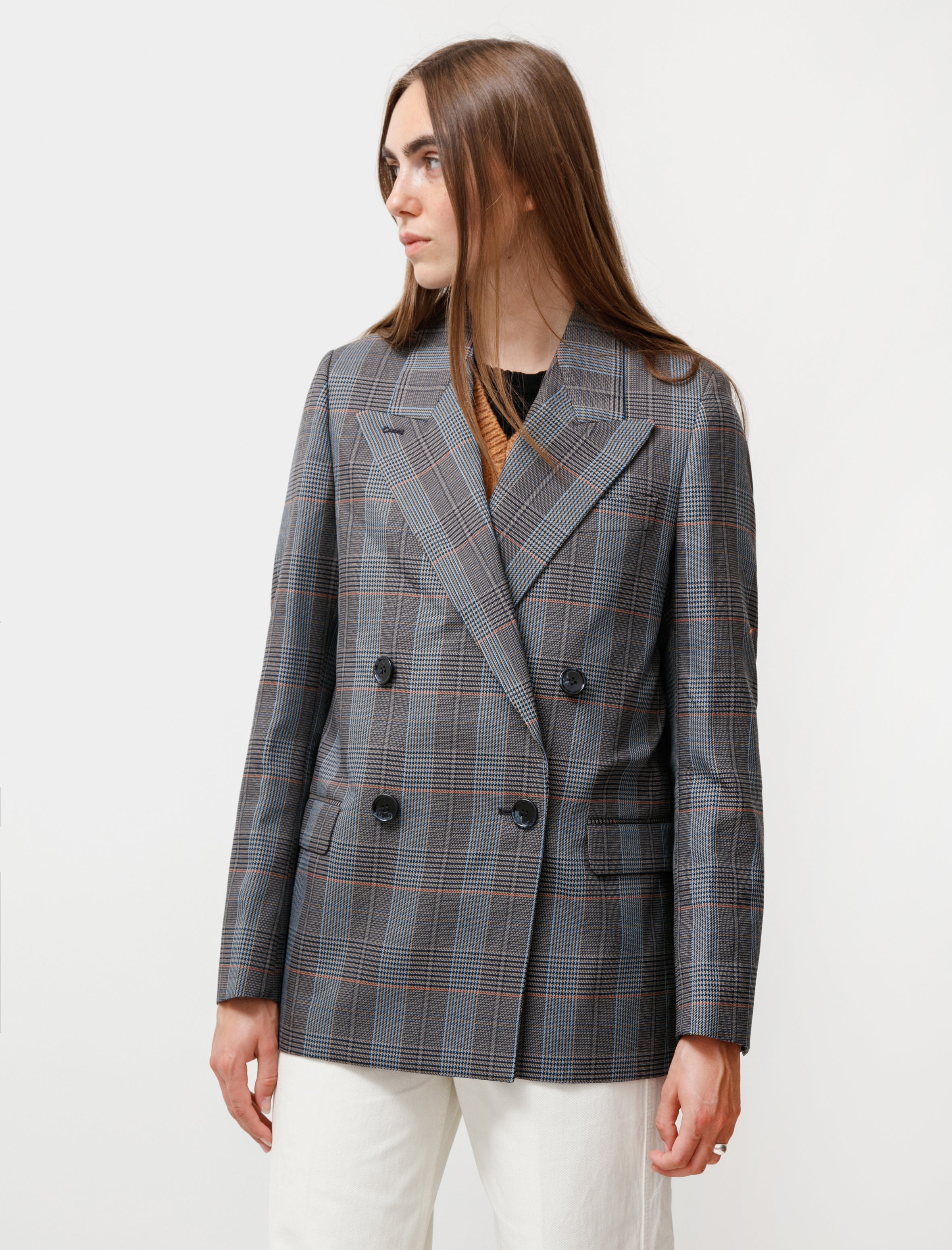 Acne Studios Checked Suit Jacket Blue/Orange