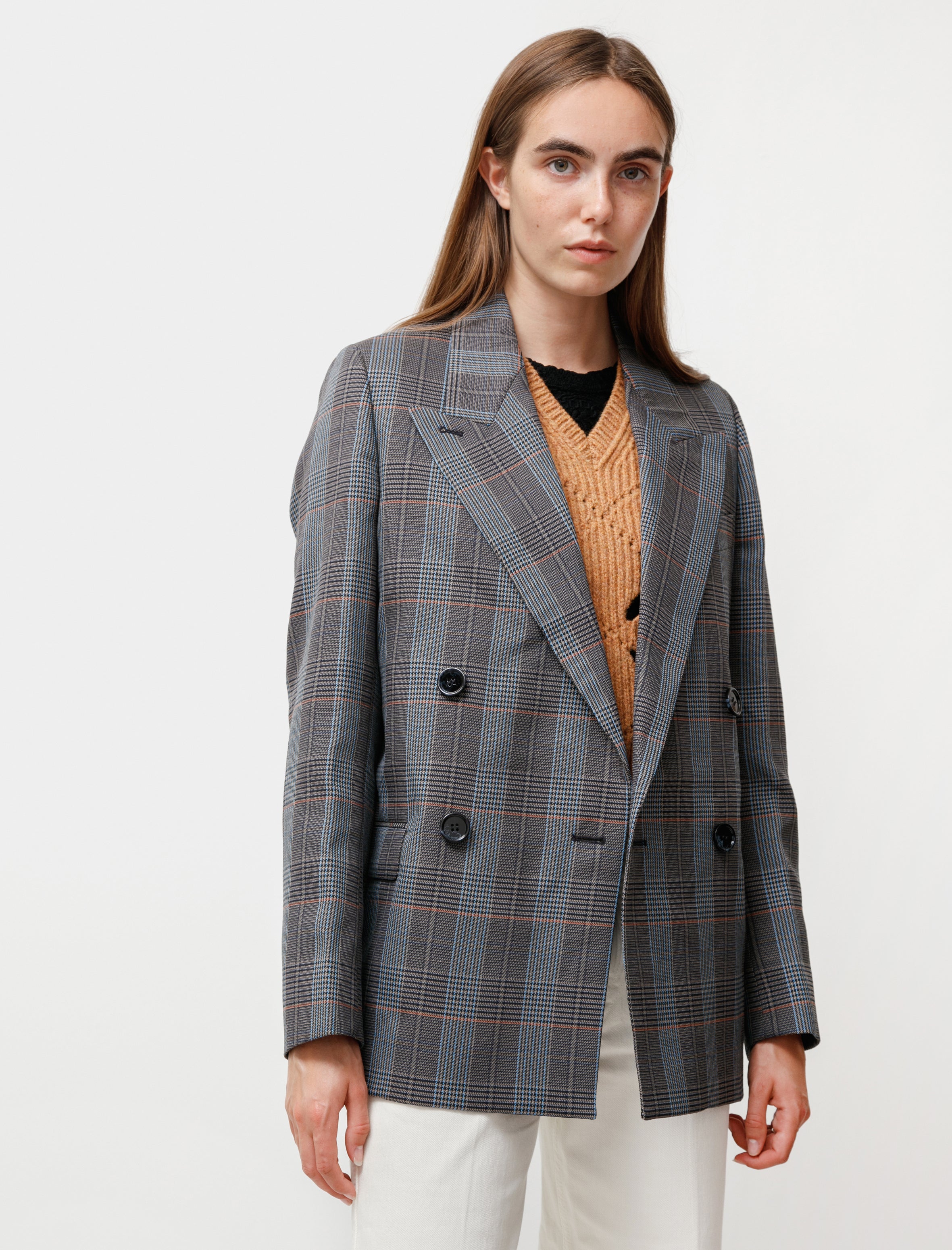 Acne Studios Checked Suit Jacket Blue/Orange