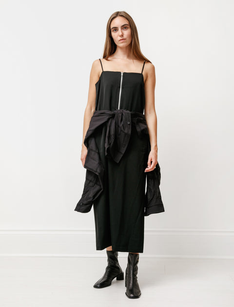 Y's by Yohji Yamamoto Layered Camisole Zip Dress Black