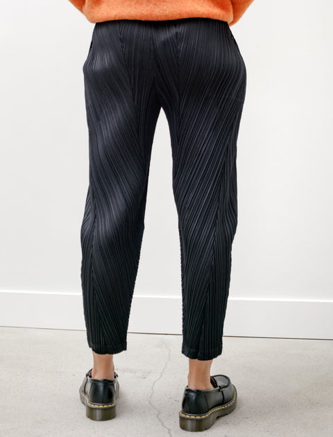 Pleats Please by Issey Miyake Thicker Bottoms Rolled Taper Pants Black