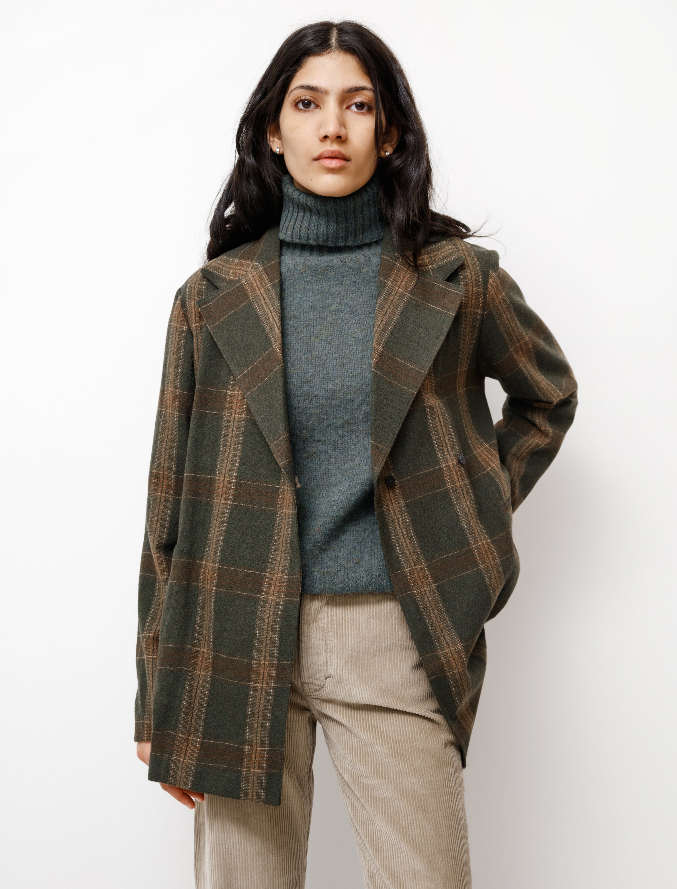 Our Legacy Overlap Blazer Green Columbia Check