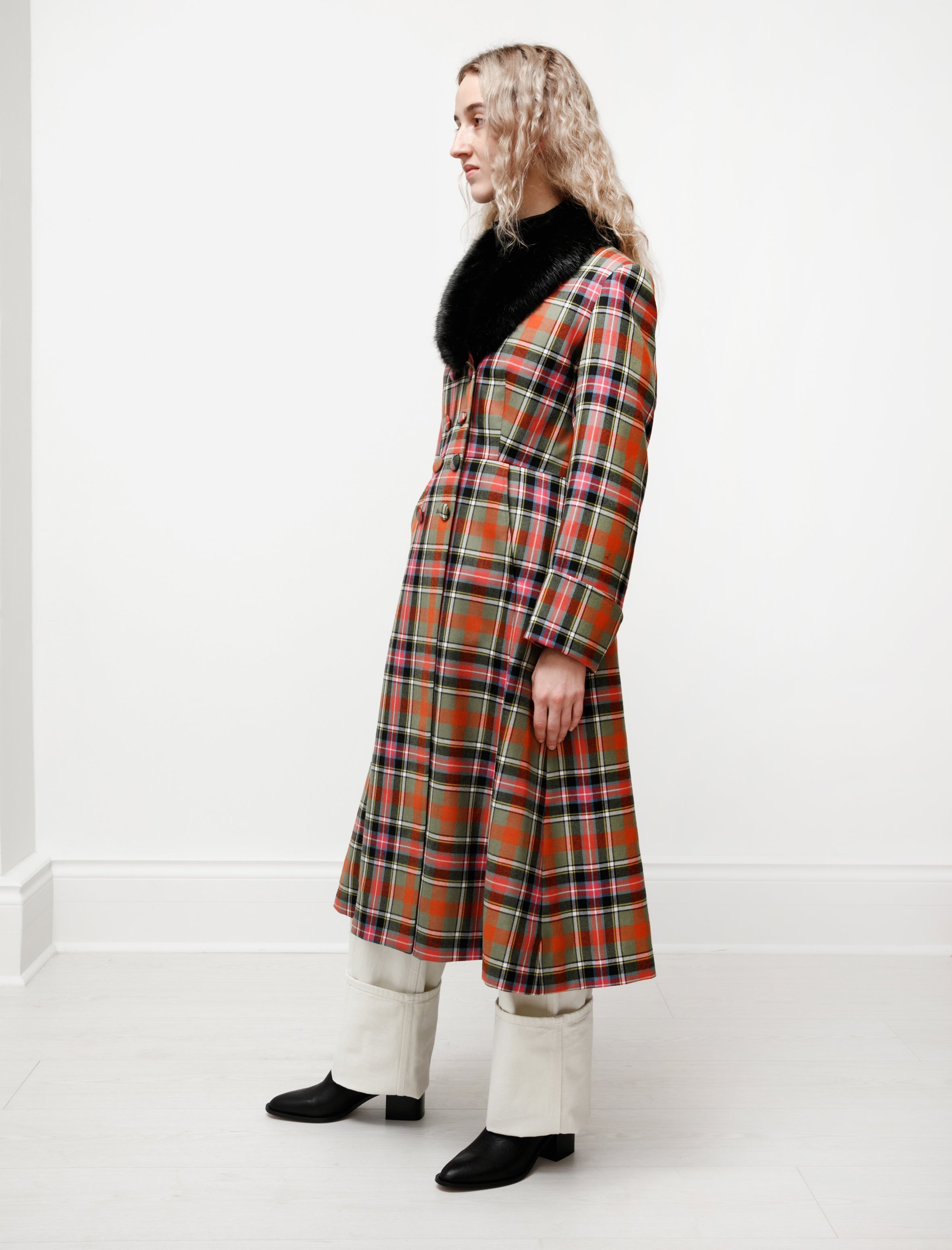 Shrimps Constantine A-Line Plaid Coat Pink/Multi