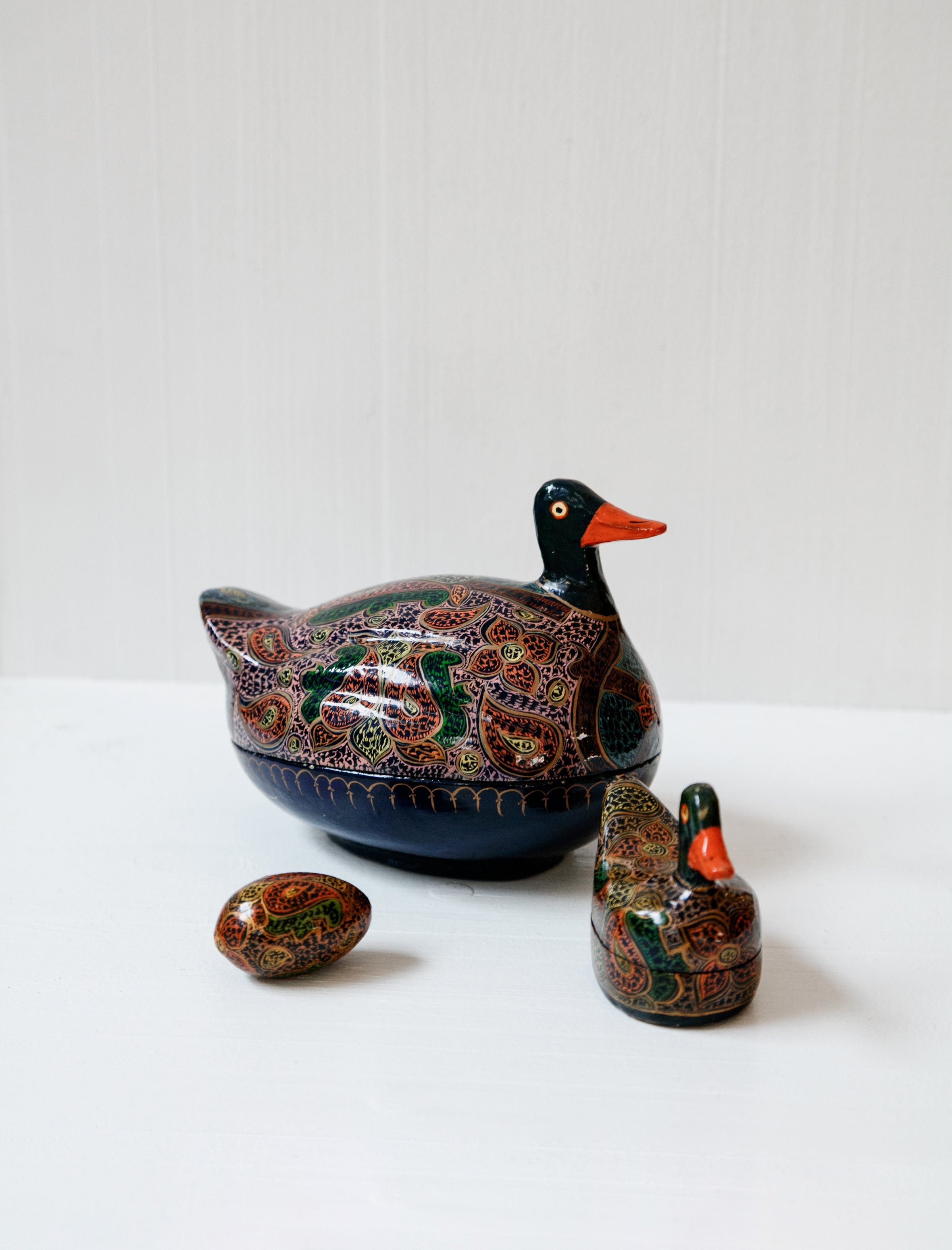 Found Nesting Lacquer Duck Box