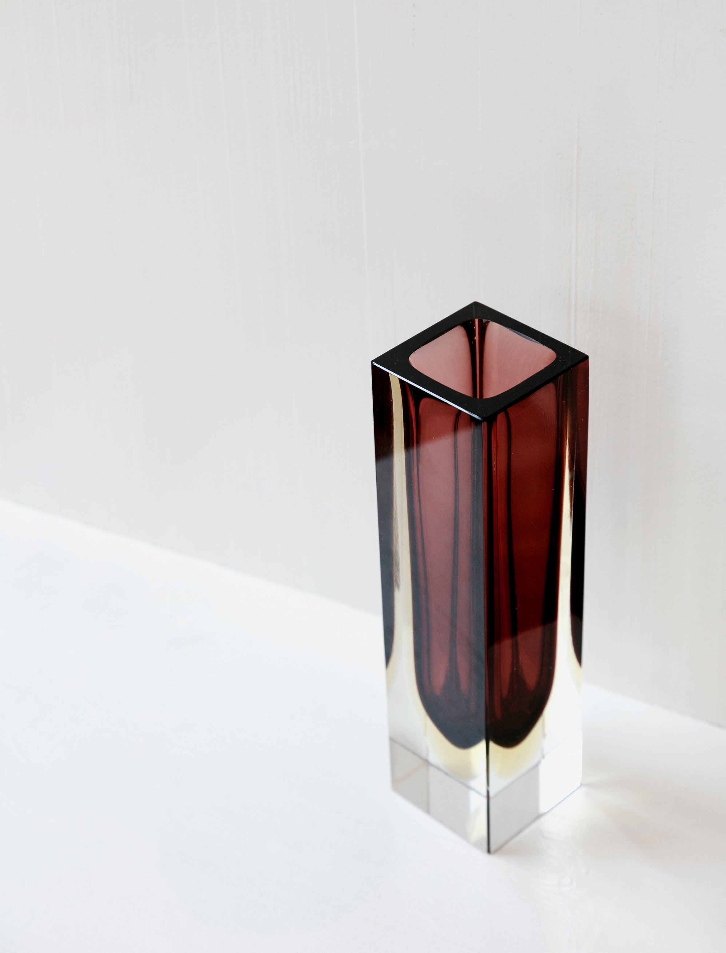 Found by Neighbour Seguso Cut Block Vase Mulberry + Lemon