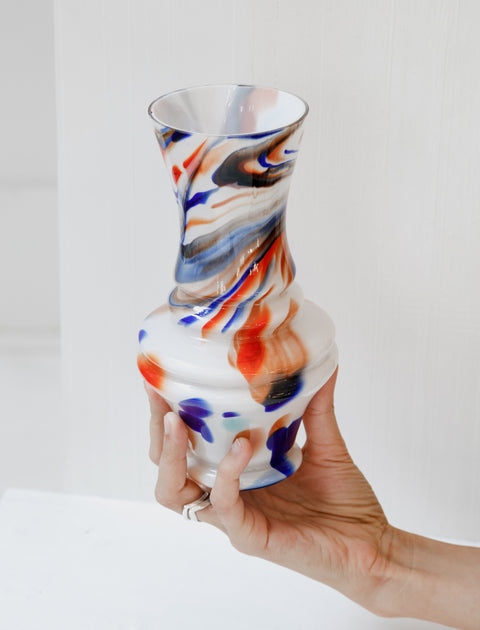Found by Neighbour Czech Marbled Glass Vase Deep Spots and Stripes
