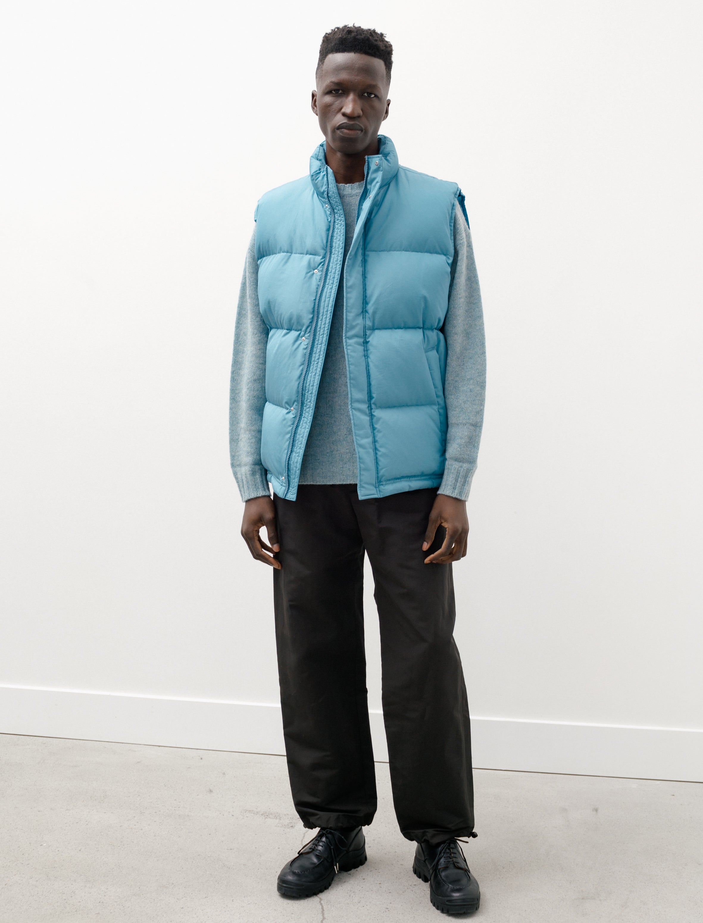 Auralee Suvin High Count Down Vest Blue