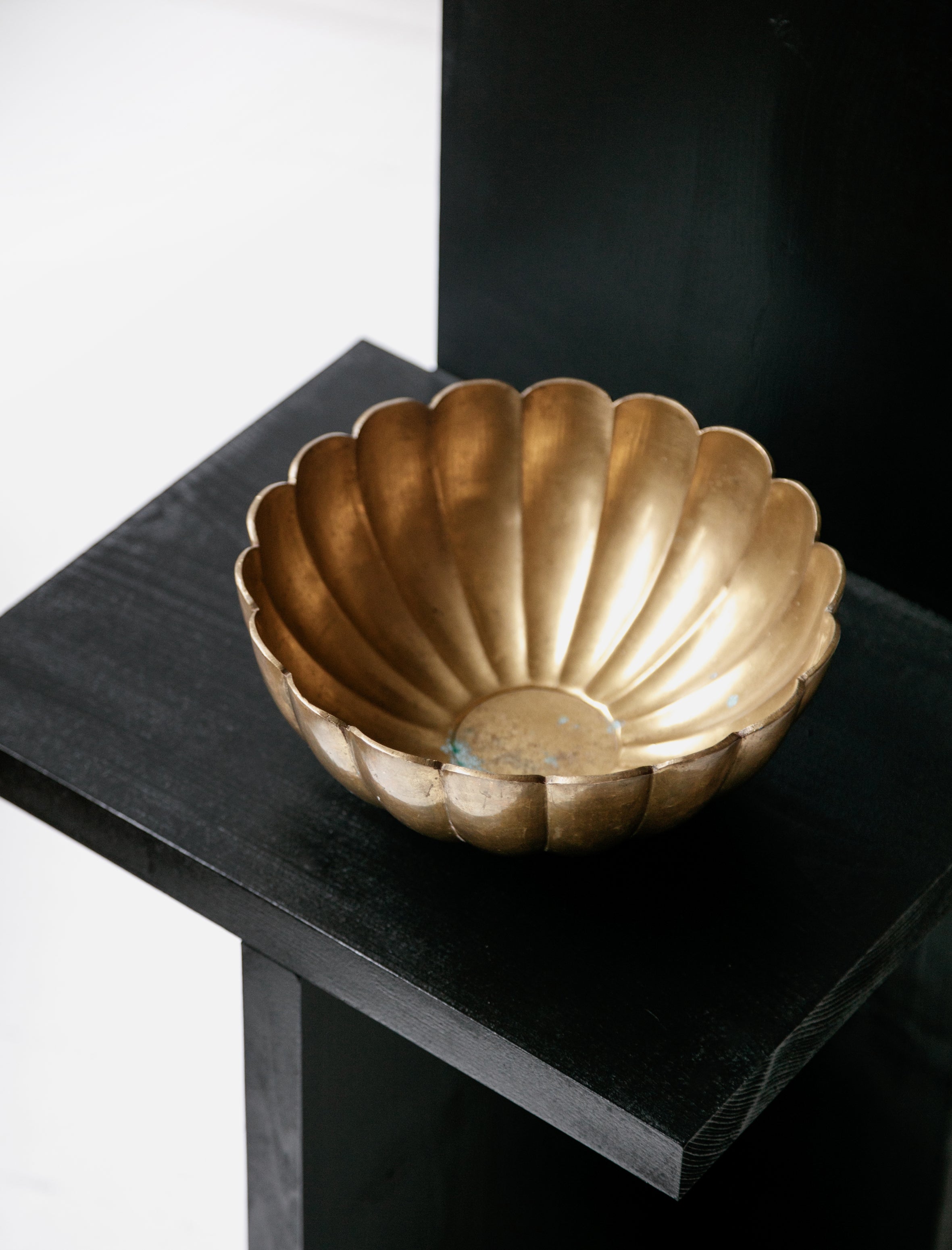 Found by Neighbour Scalloped Brass Bowl