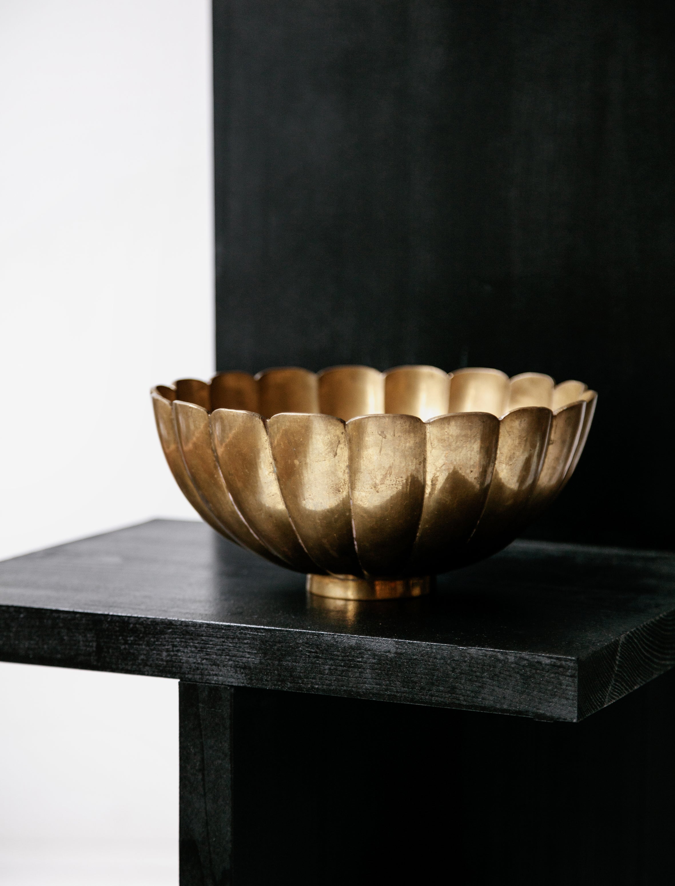 Found by Neighbour Scalloped Brass Bowl