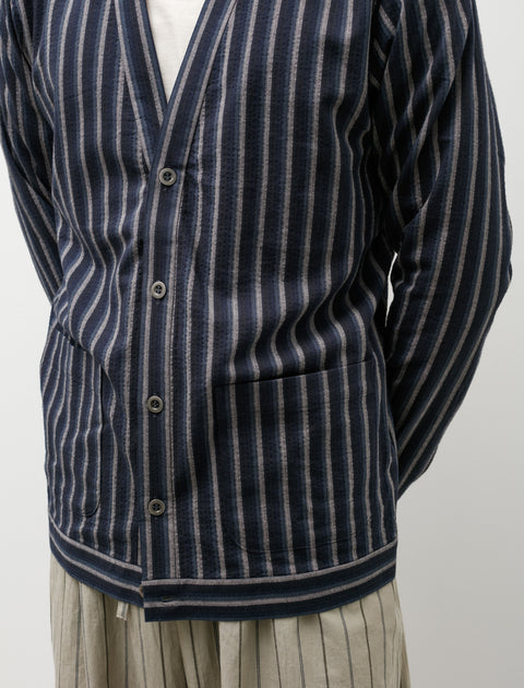 Frank Leder Blue Stripe Woven Cardigan