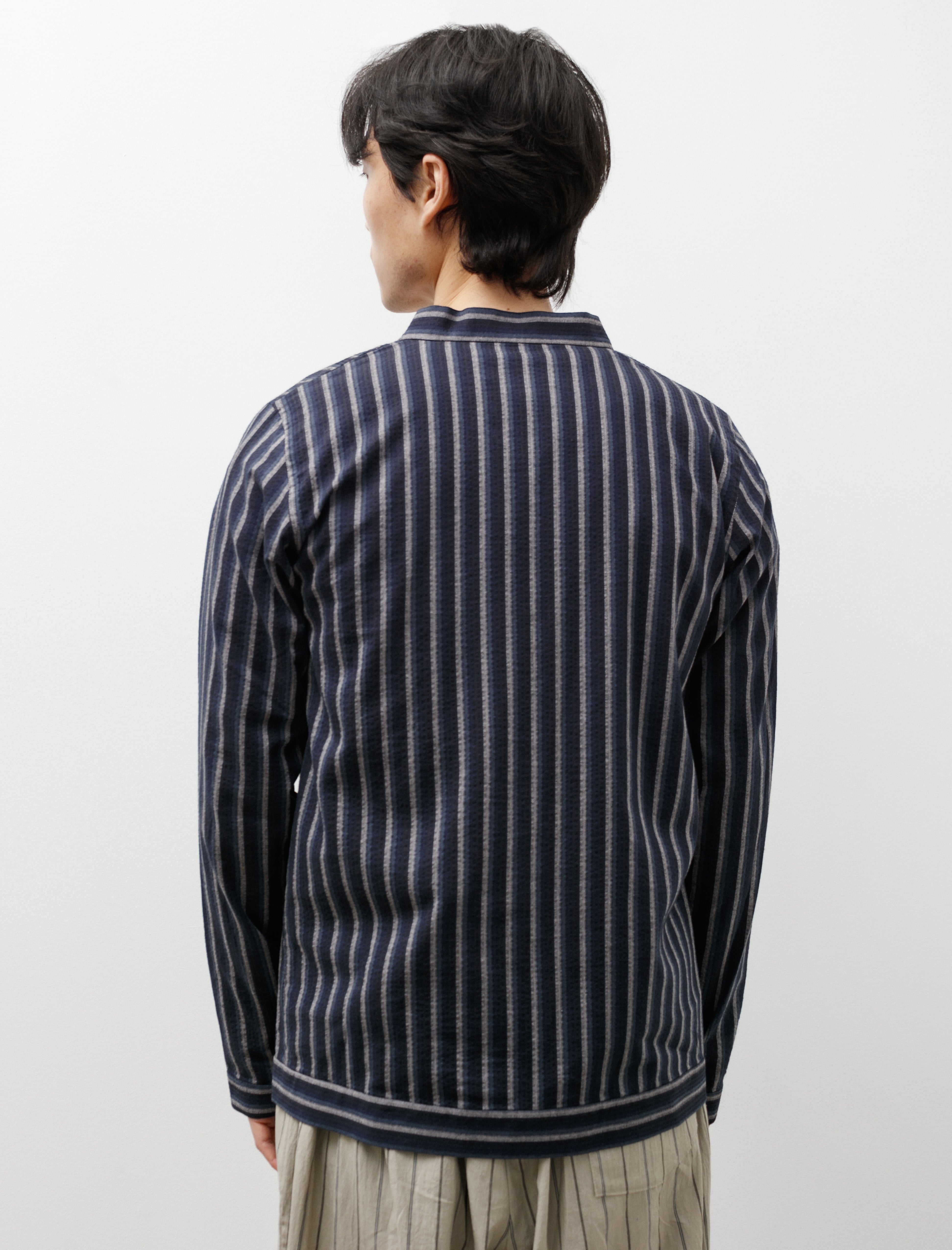 Frank Leder Blue Stripe Woven Cardigan
