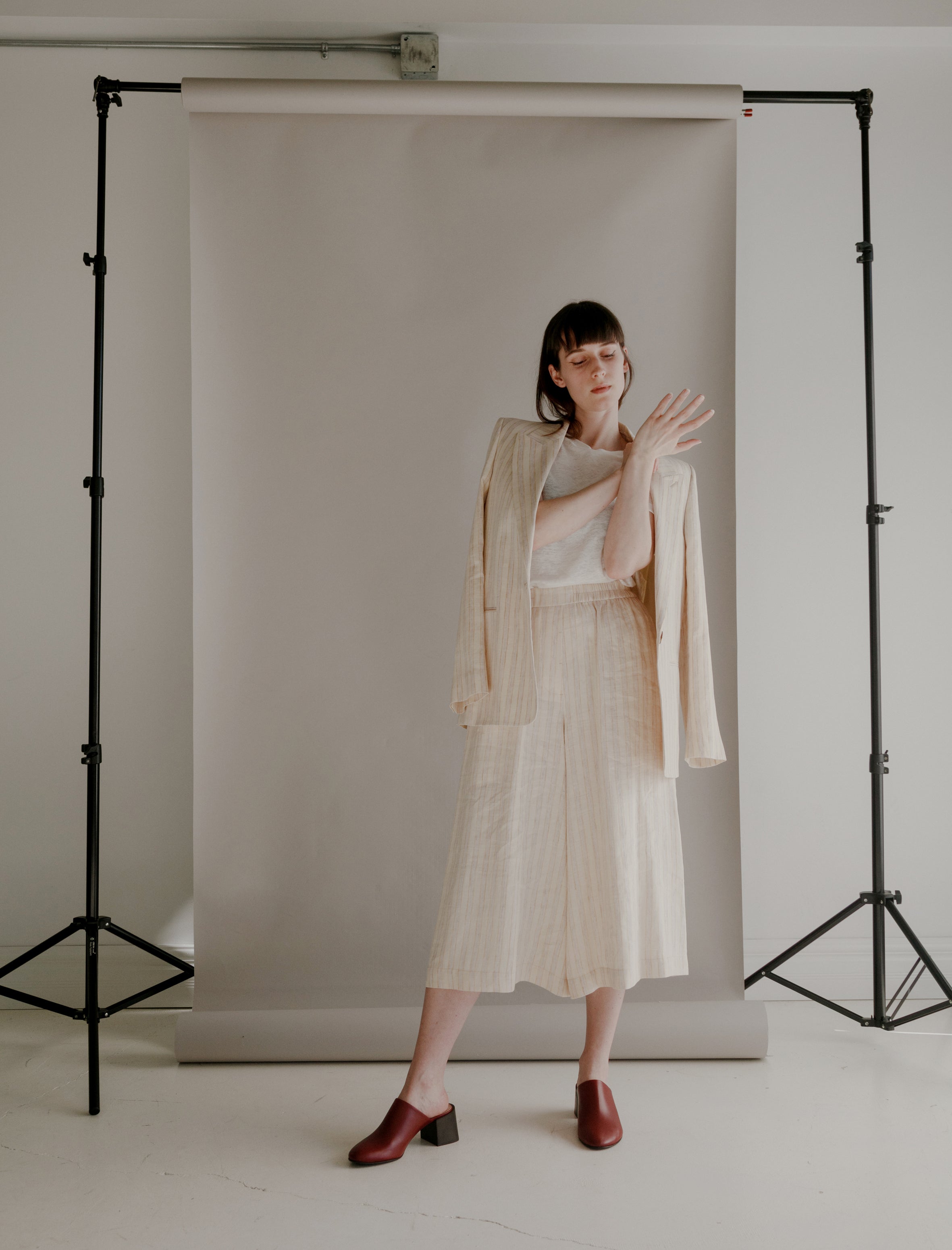 Acne Studios Misela Linen Stripe Natural Beige