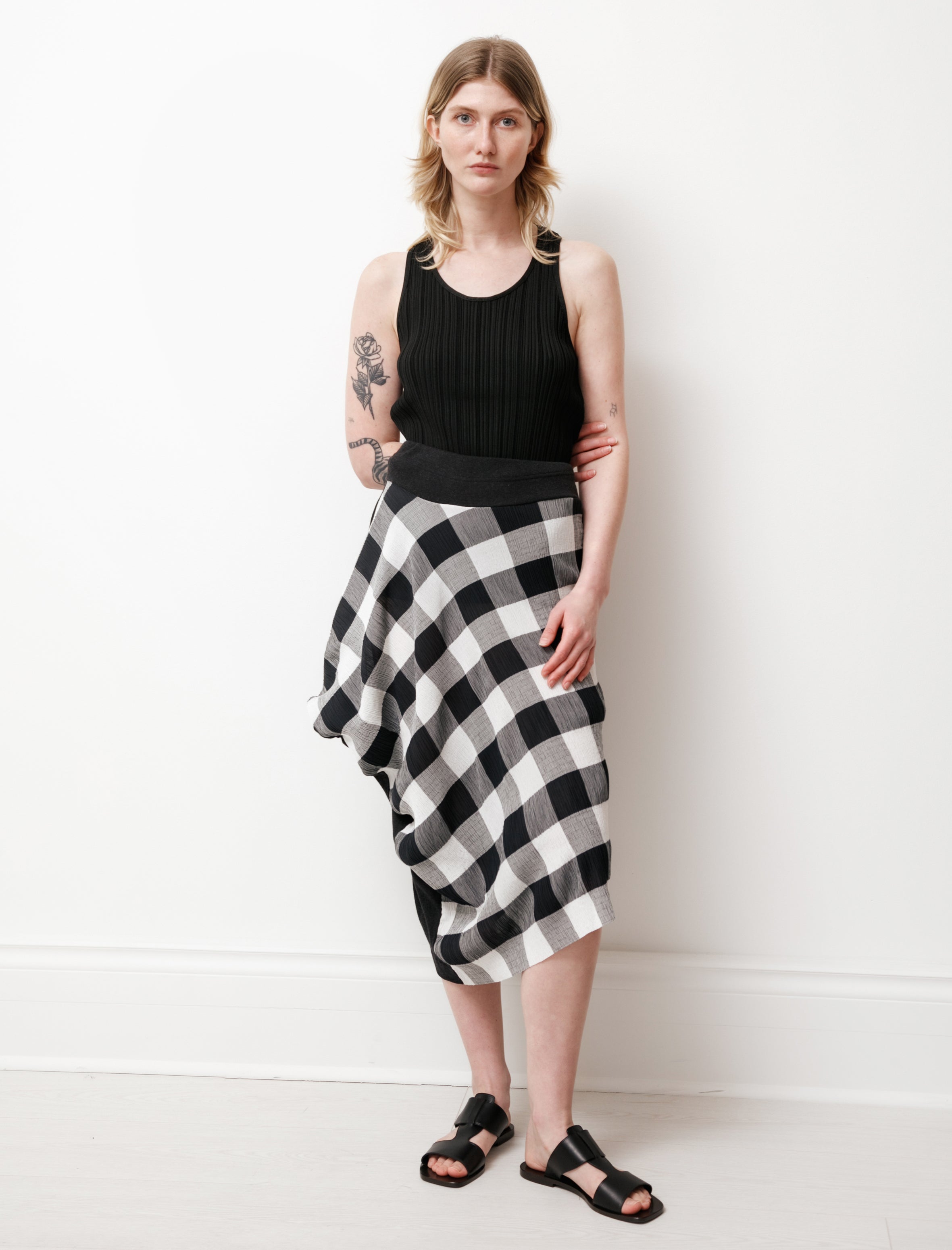 Y's by Yohji Yamamoto Asymmetric Gingham Skirt