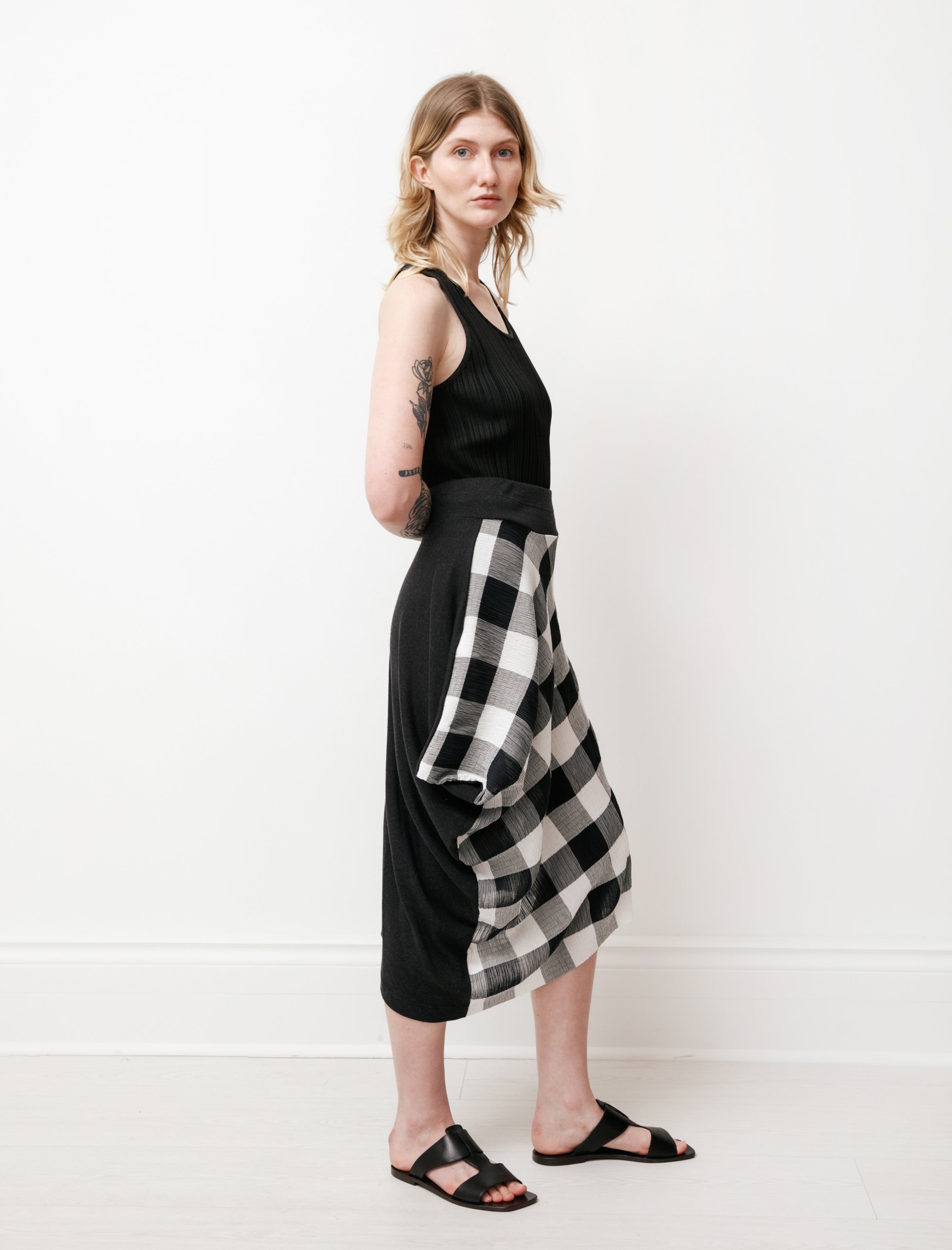Y's by Yohji Yamamoto Asymmetric Gingham Skirt