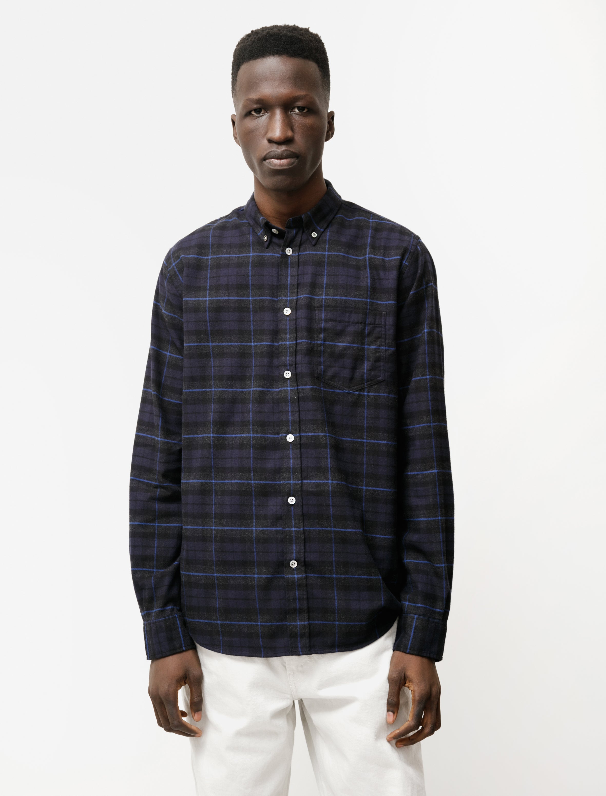 Norse Projects Anton Brushed Flannel Navy Check