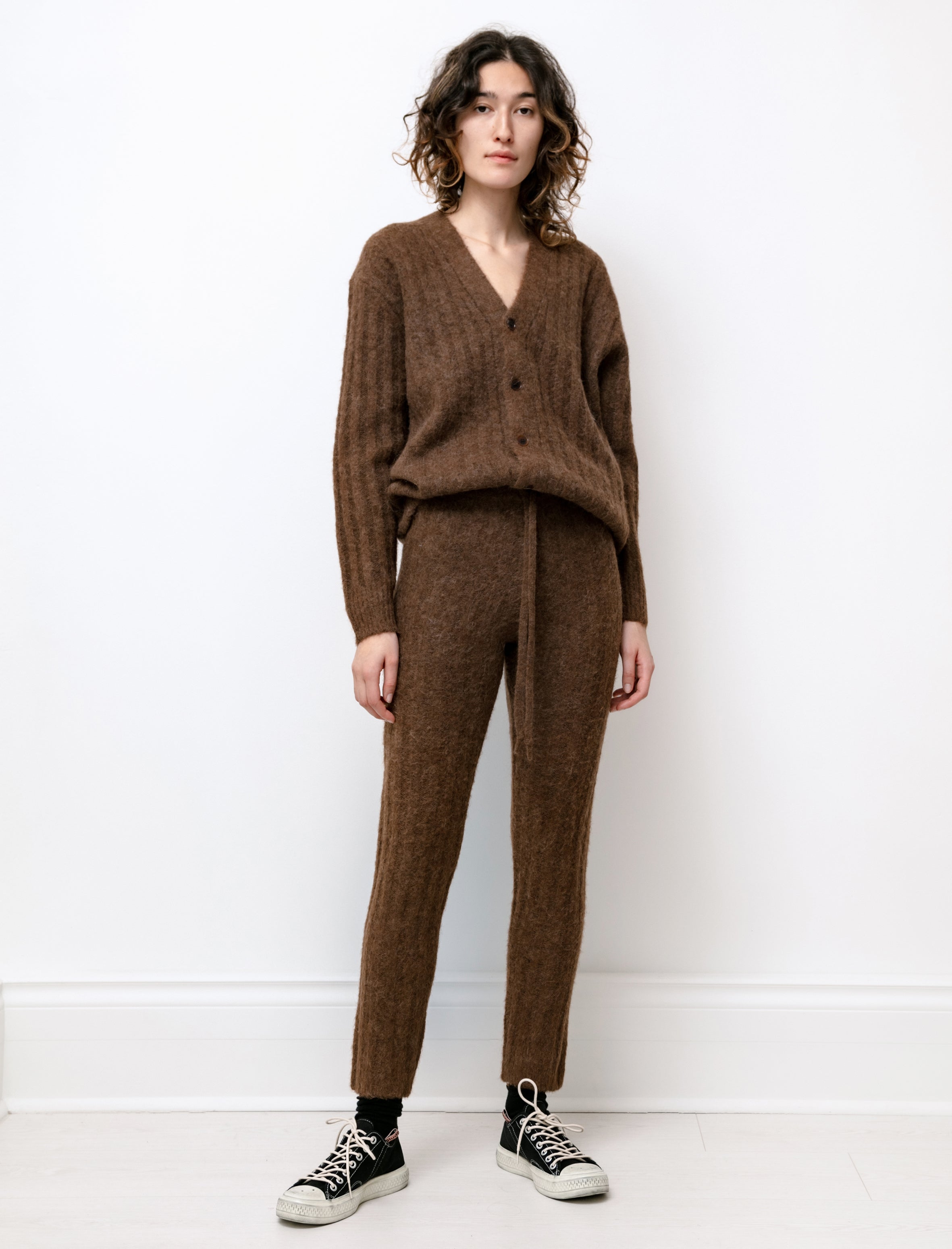 Auralee Baby Alpaca Wool Rib Pants Brown