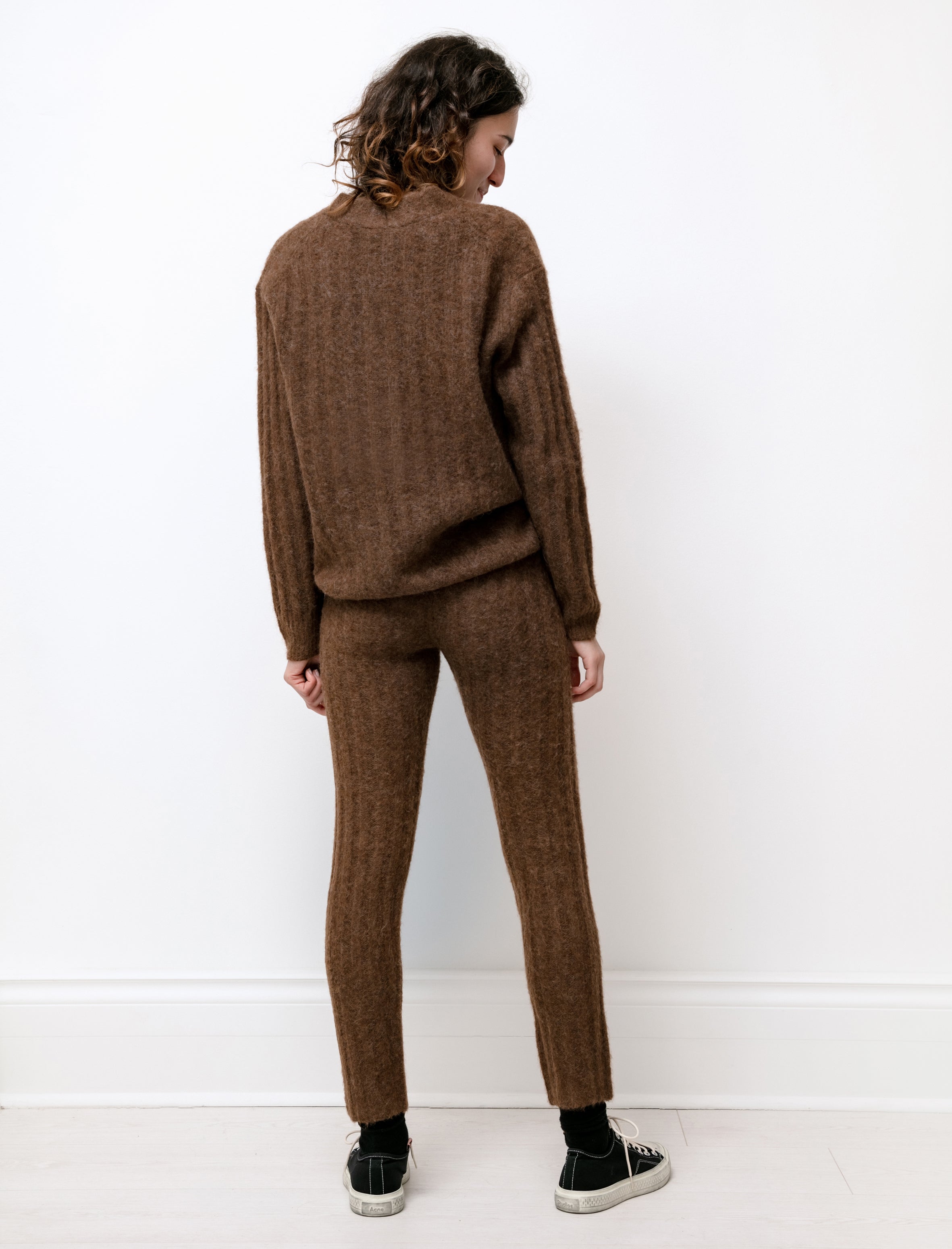 Auralee Baby Alpaca Wool Rib Pants Brown