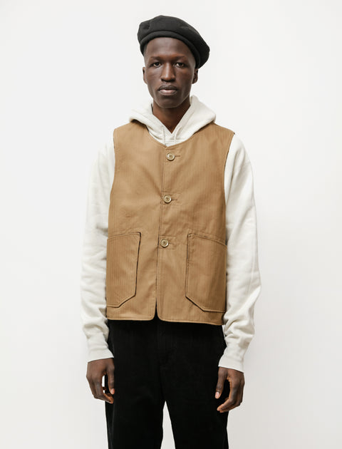 Engineered Garments Over Vest Cotton Herringbone Twill Brown