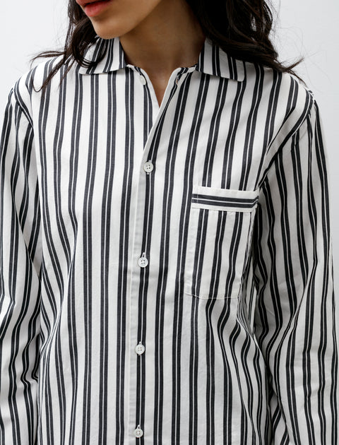 Tekla Poplin Pyjamas Shirt Night Stripe