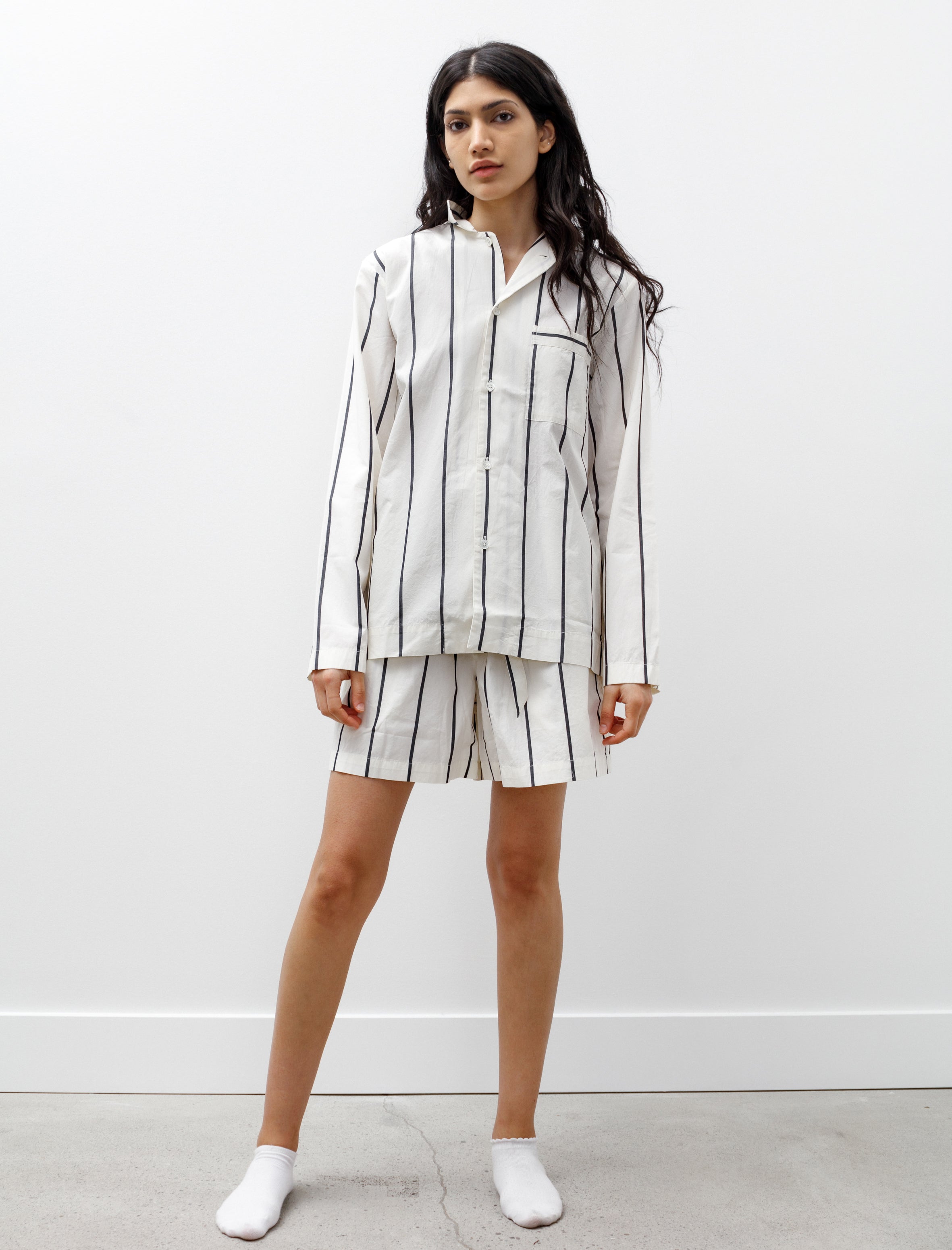 Tekla Poplin Shorts Shadow Stripe