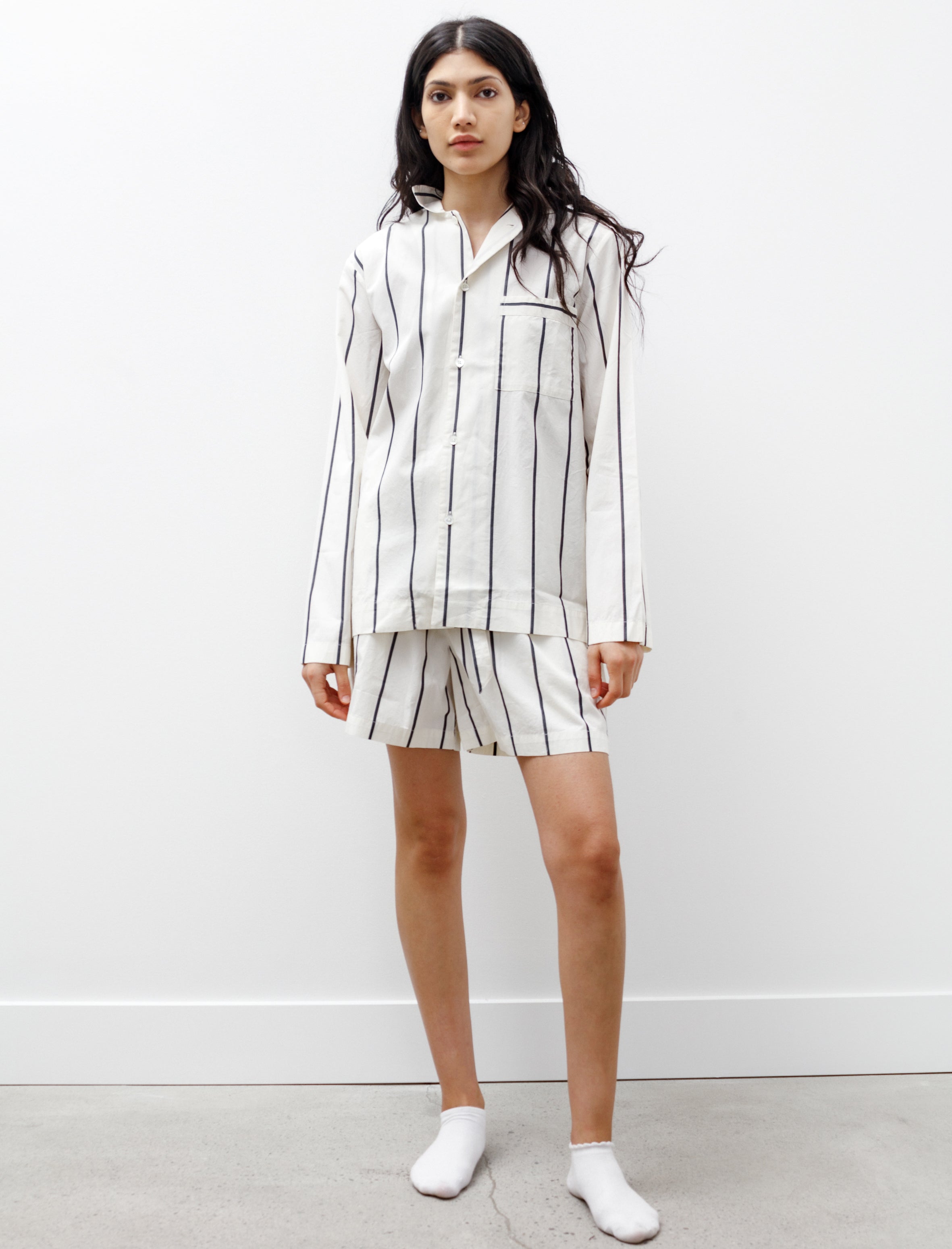 Tekla Poplin Shorts Shadow Stripe