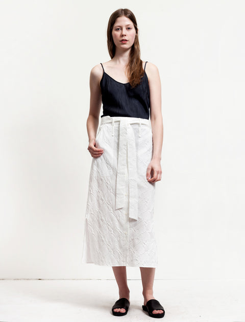 Thakoon Long Embossed Skirt White