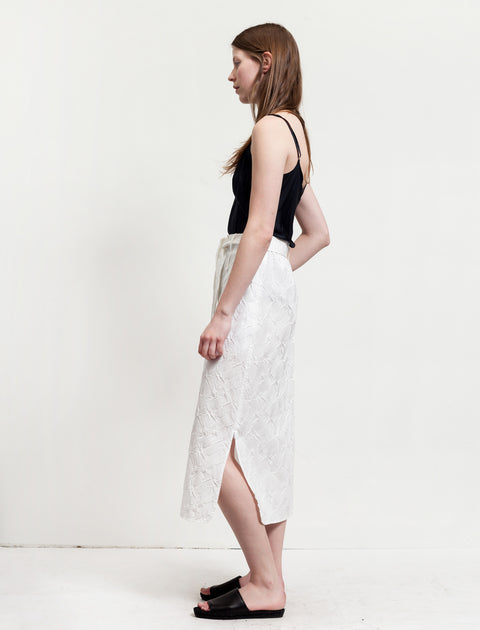 Thakoon Long Embossed Skirt White