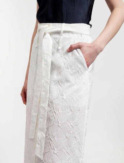 Long Embossed Skirt White
