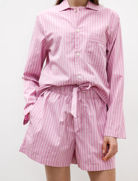 Tekla Poplin Shorts Purple Pink Stripes