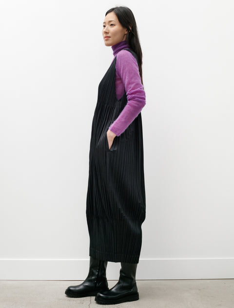 Pleats Please by Issey Miyake Thicker Fitted Hem V Dress Black