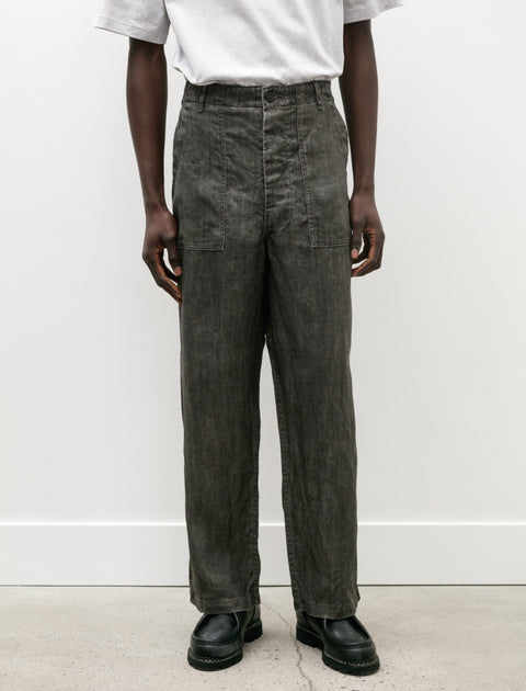 orSlow Sumi Dyed Linen Summer Fatigue Pants Charcoal