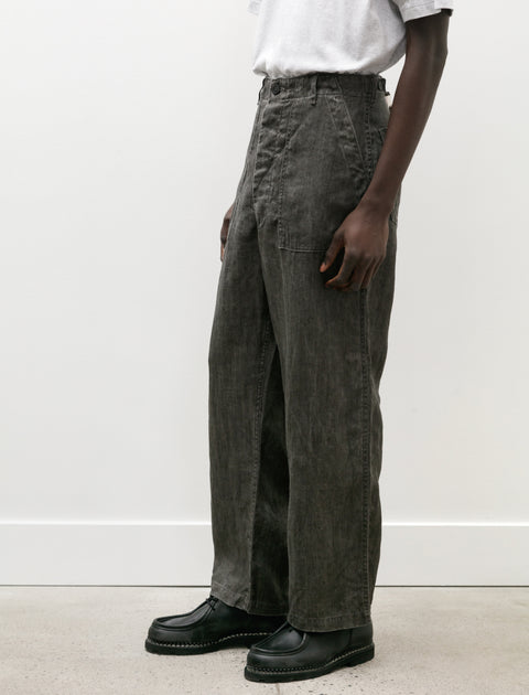 orSlow Sumi Dyed Linen Summer Fatigue Pants Charcoal