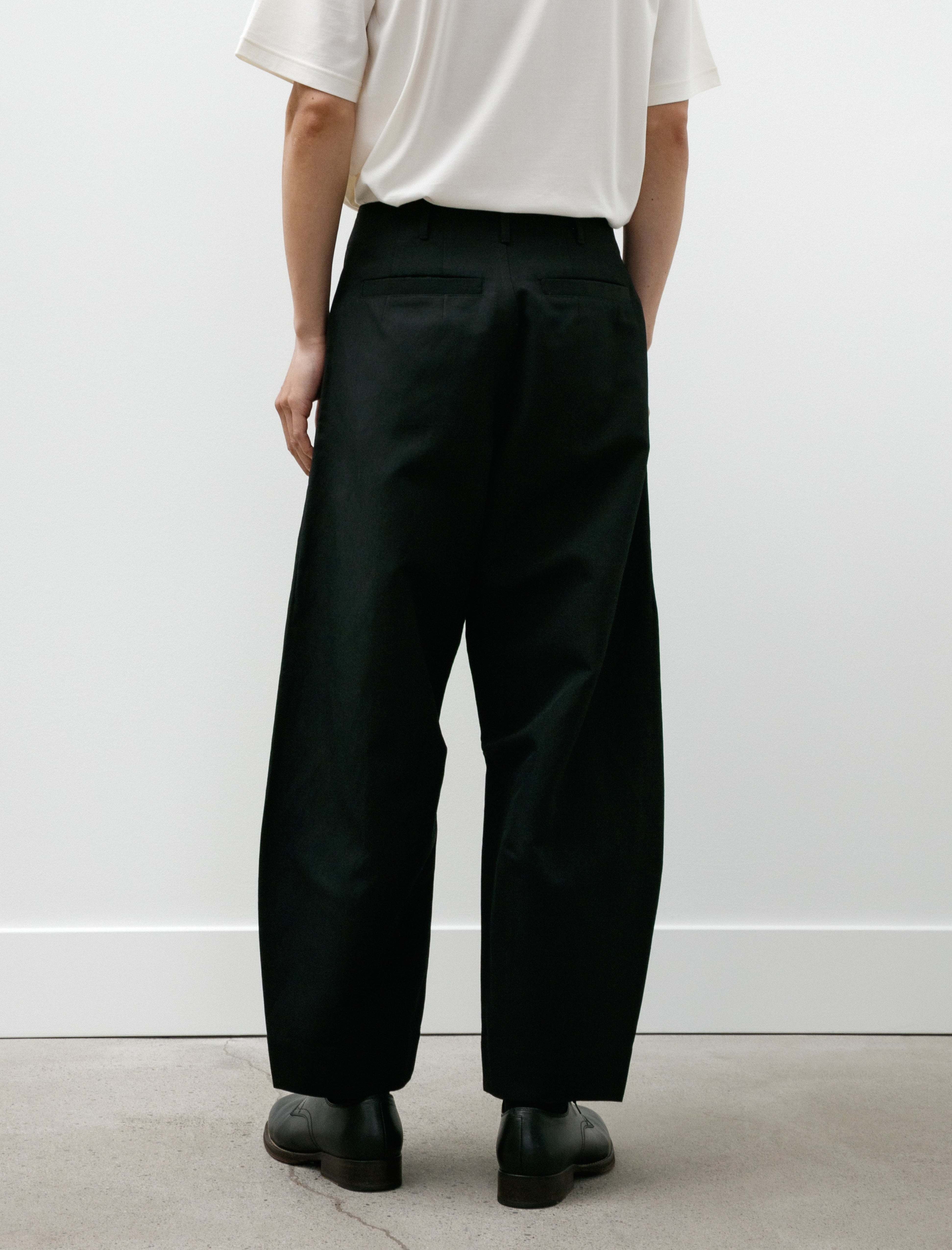Unkruid Baggy Pants Black Wool Washi Twill