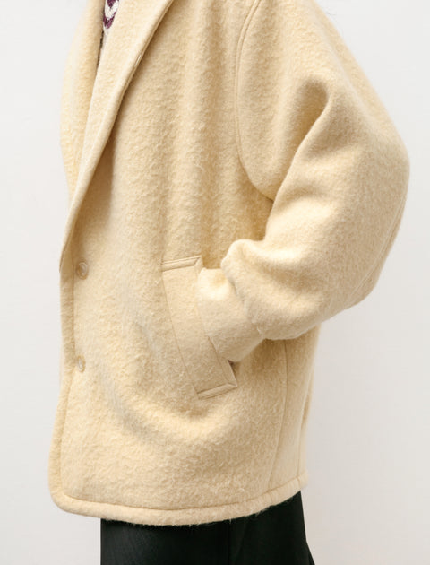 Auralee Brushed Alpaca Wool Melton Half Coat Beige