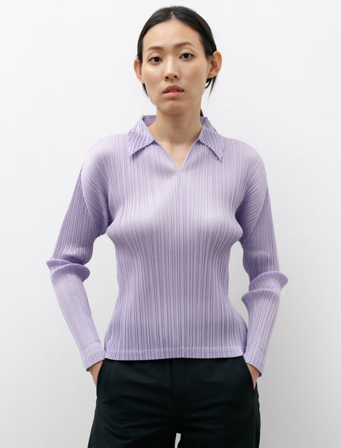 Pleats Please by Issey Miyake Polo Neck Long Sleeve Top Light Purple