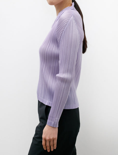 Pleats Please by Issey Miyake Polo Neck Long Sleeve Top Light Purple