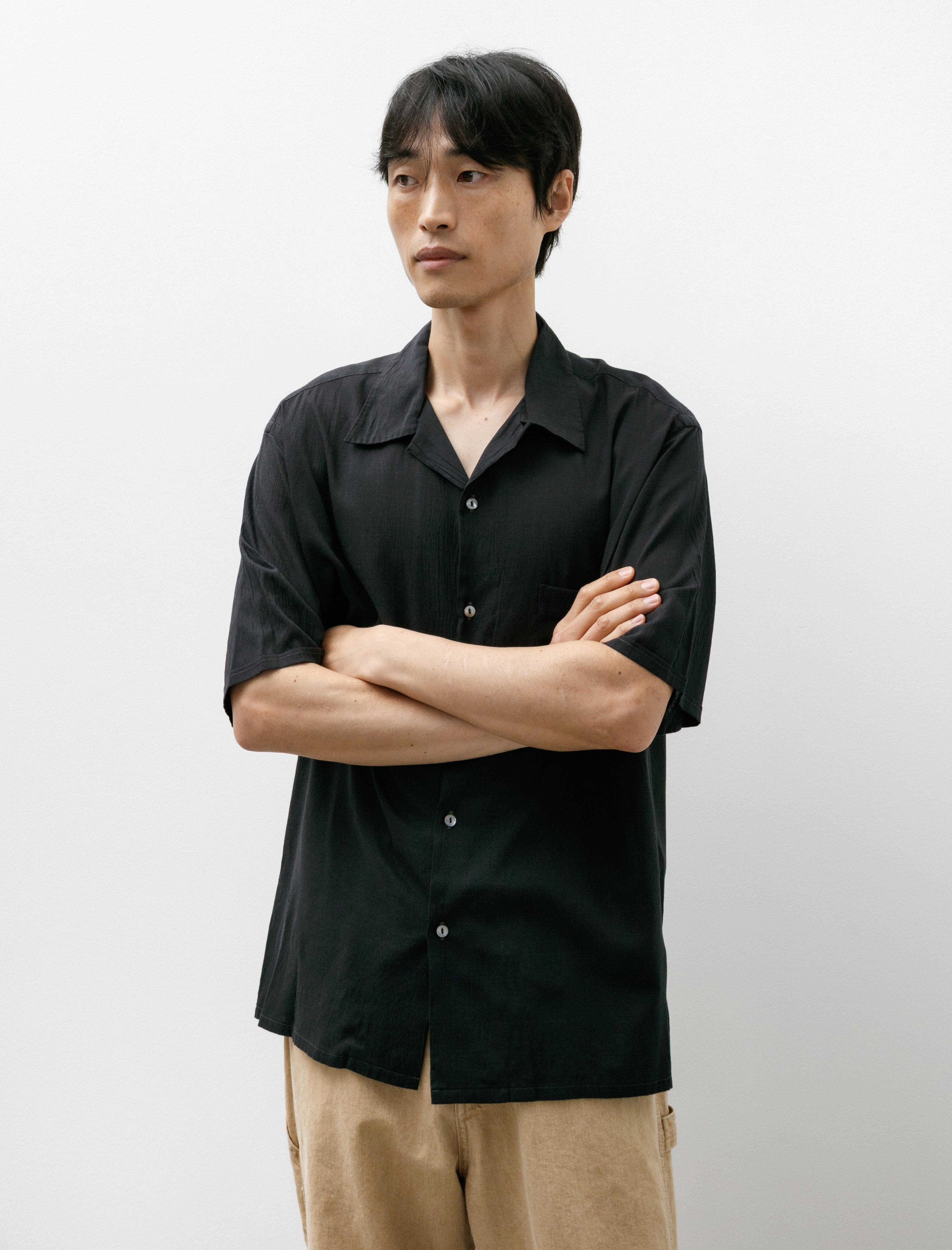 Maatee & Sons Short Sleeve OP Shirt Black Chambray