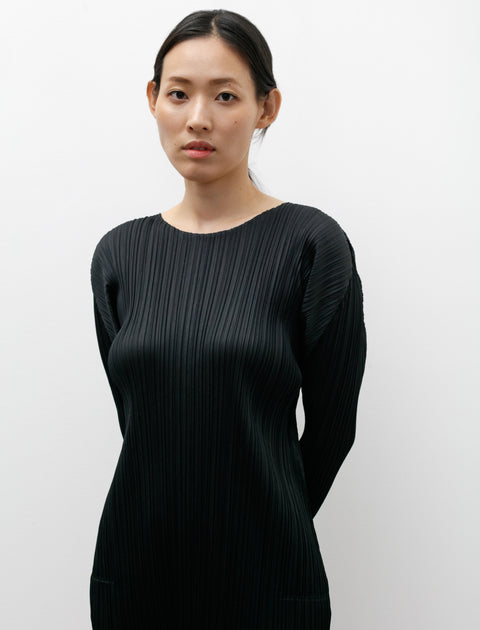Pleats Please by Issey Miyake Long Sleeve Straight Dress Black
