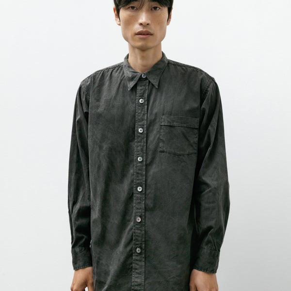 Taiga Takahashi Lot 106 Narrow Collar Shirt Sumi Dyed Black