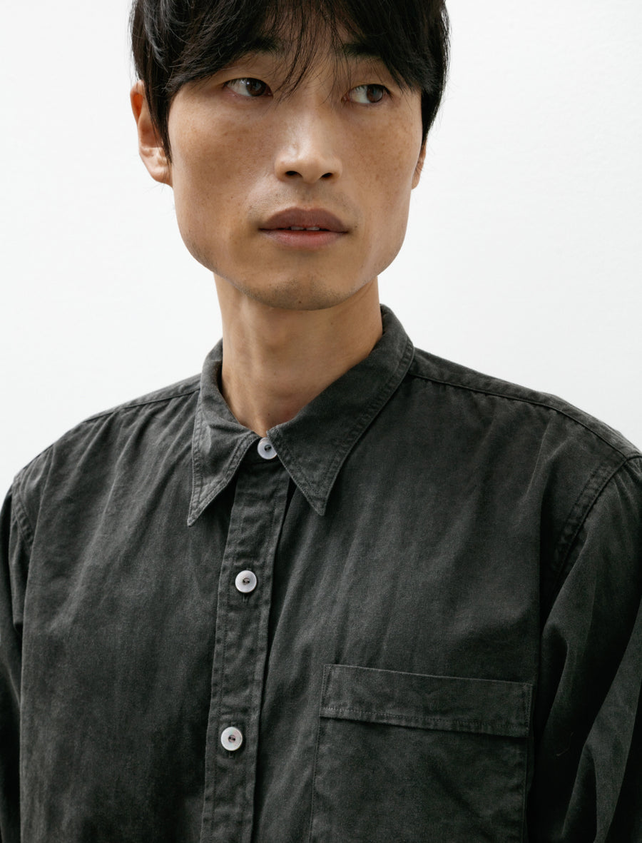 Lot 106 Narrow Collar Shirt Sumi Dyed Black - Image 4