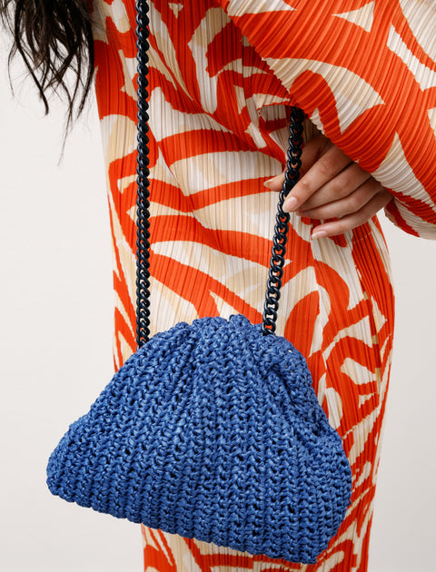 Maria La Rosa Mini Game Pouch Solid Crochet Blue
