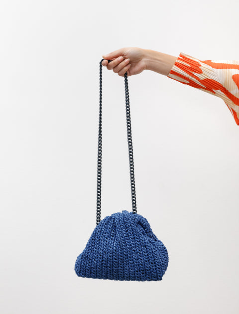 Maria La Rosa Mini Game Pouch Solid Crochet Blue