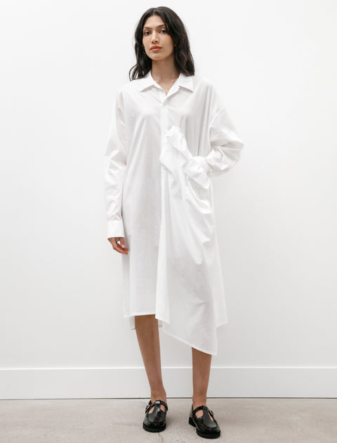 Y's by Yohji Yamamoto Side Gathered Shirtdress White