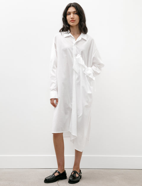Y's by Yohji Yamamoto Side Gathered Shirtdress White