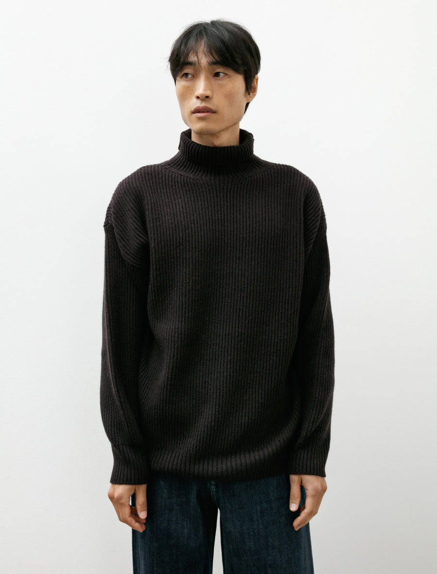 Turtleneck Cloud Sweater 7GG Double Yak Ebony Black - Image 1