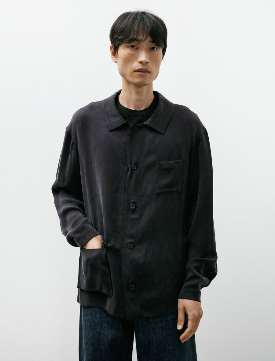 Le Villaret Over Shirt Vintage Silky Cupro Black - Image 1
