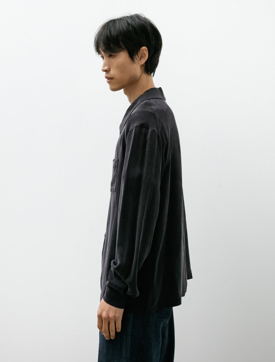 Le Villaret Over Shirt Vintage Silky Cupro Black - Image 3