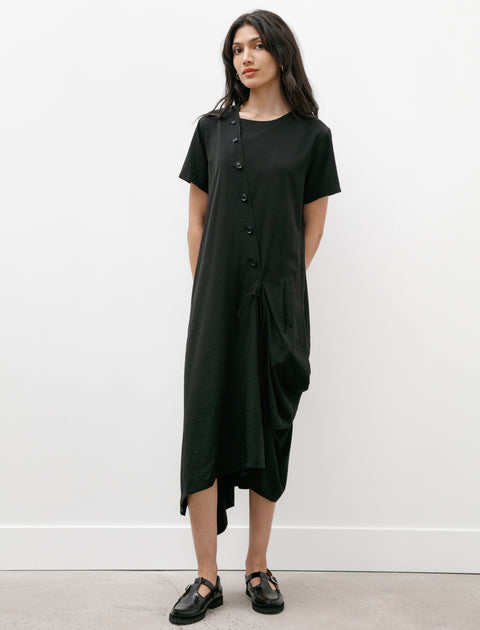 Y's by Yohji Yamamoto Short Sleeve Draped Dress Black