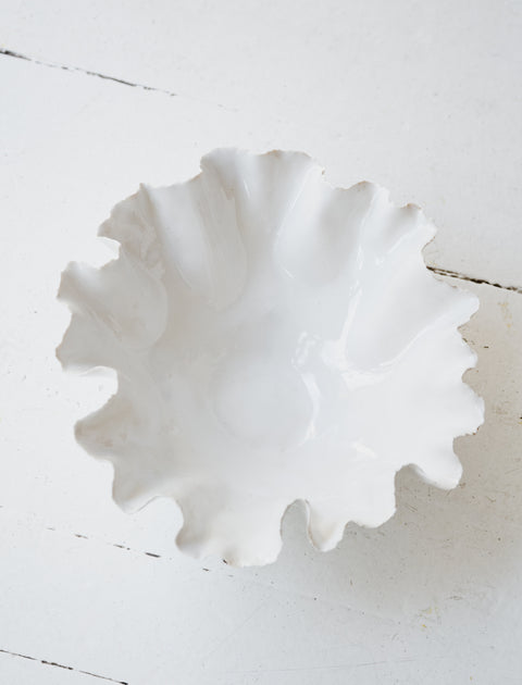 Nathalee Paolinelli White Torn Ruffle Bowl